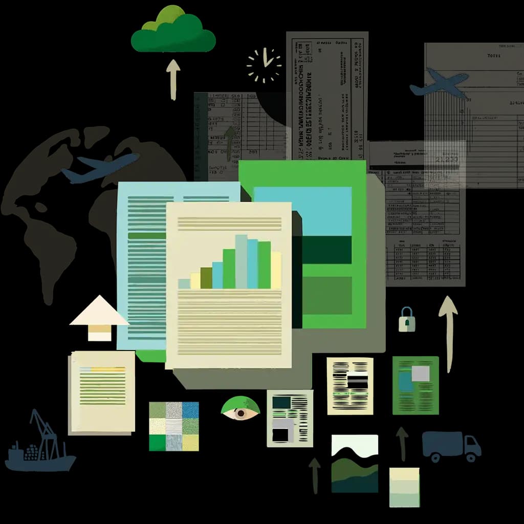 Ilustración de logística y procesamiento de documentos con OCR-Genius